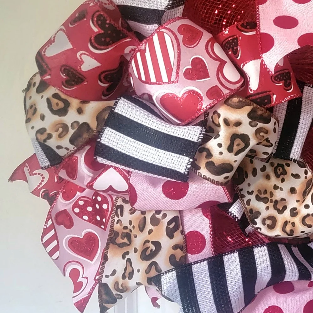 Love Wreath Sending Lots of Love Deco Mesh Bows Anniversary Birthday Quinceañera